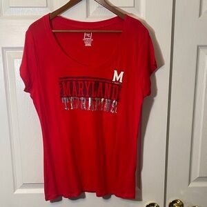 Pro Edge Red Maryland Terrapins Scoop Neck Tee